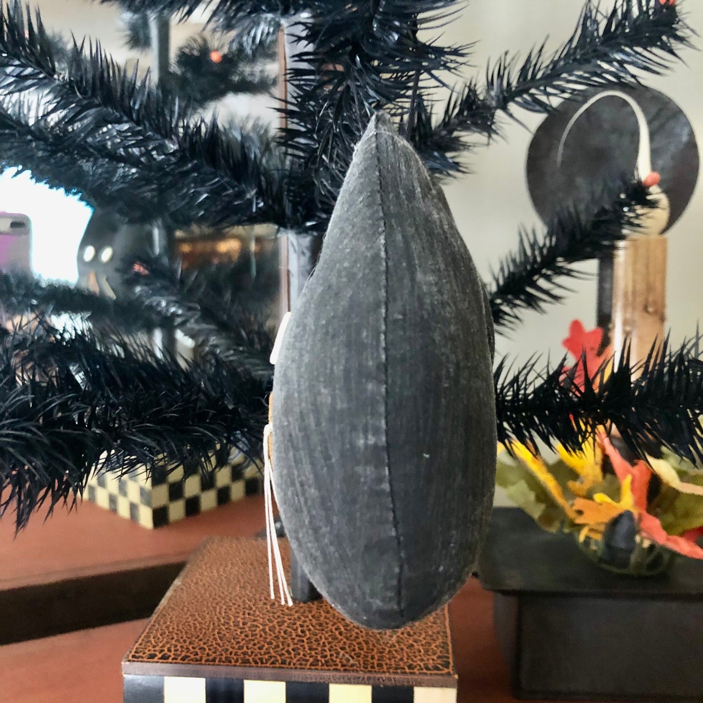 Brown House Ornament - Black Cat