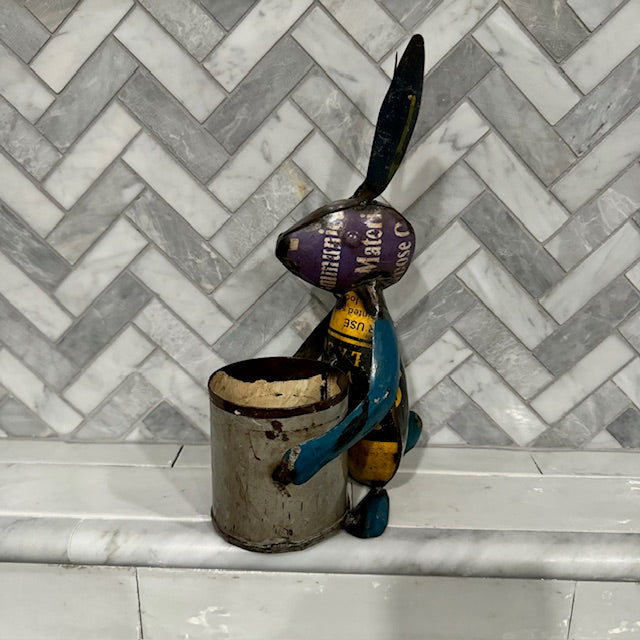 Recycled Metal - Rabbit Planter