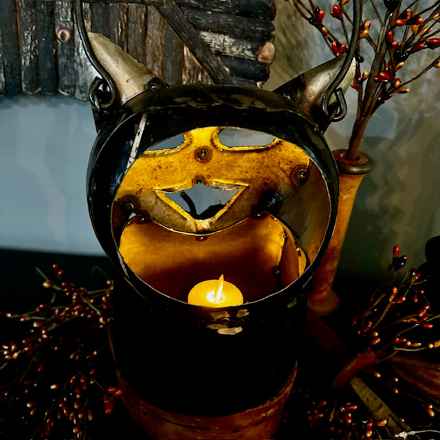 Recycled Metal - Cat Lantern