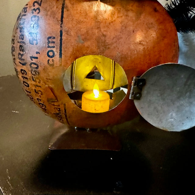 Recycled Metal - Large Jack-O-Lantern Light