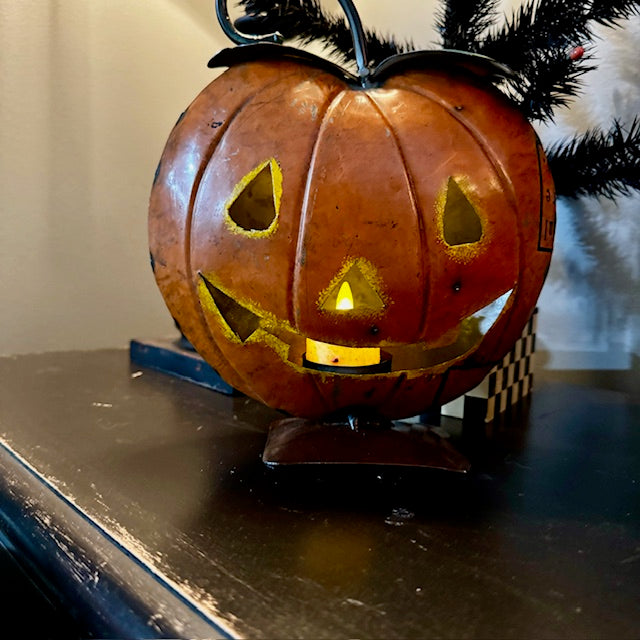 Recycled Metal - Large Jack-O-Lantern Light