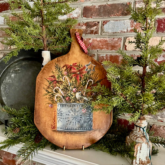 Ann Sweeney Bread Board - Punched Tin Holiday Arrangement