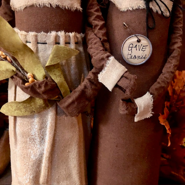 Brown House Ornament - Pilgrim Couple