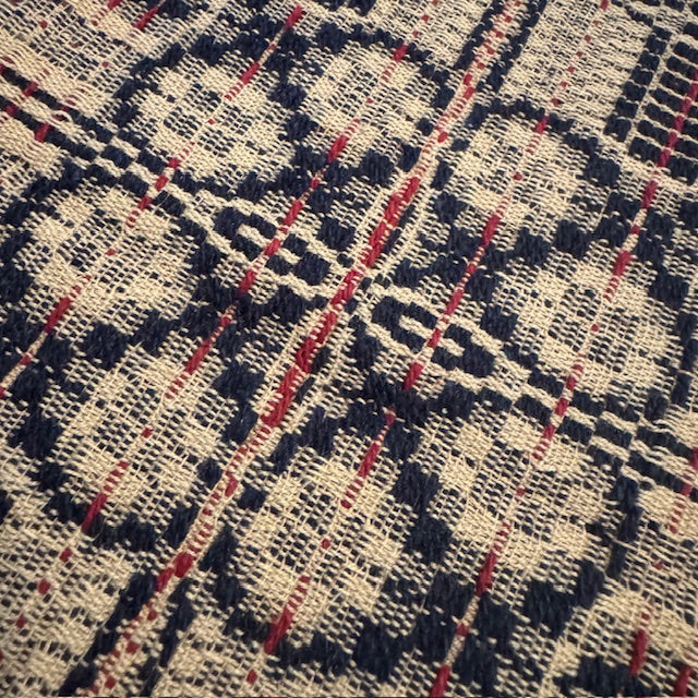 Table Square - Coverlet - Red, Cream and Blue