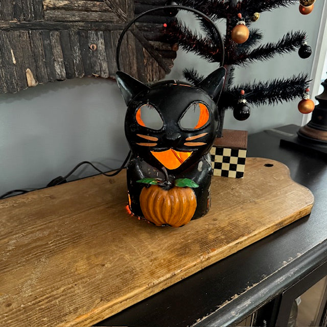 Recycled Metal - Cat Lantern
