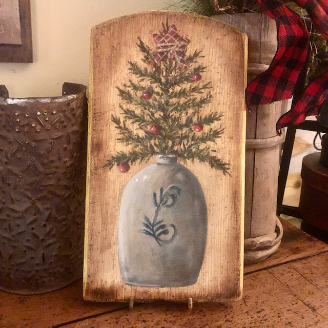Ann Sweeney Bread Board - Star Topped Jug/Tin Lantern