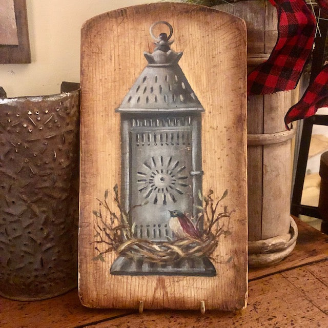 Ann Sweeney Bread Board - Star Topped Jug/Tin Lantern