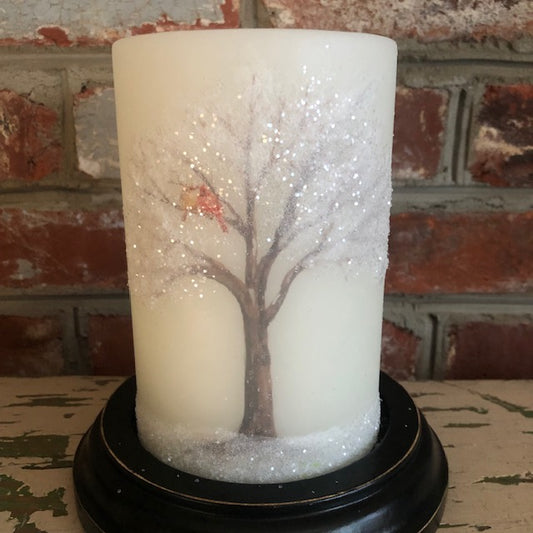 Candle Sleeve - Cardinal Tree