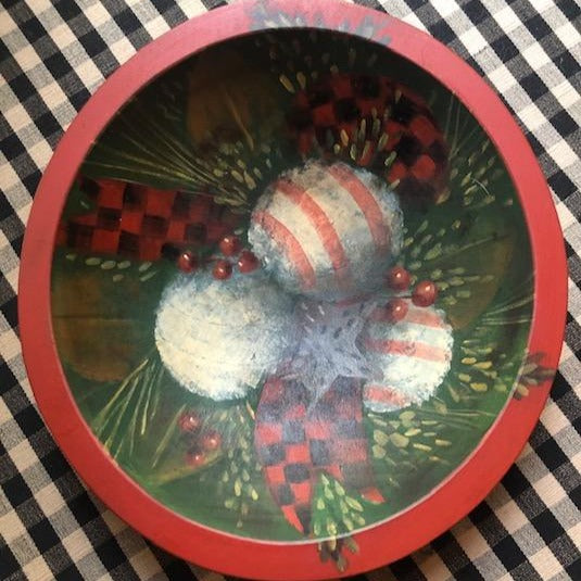 Bowl - Snowballs with Checkered Ribbon