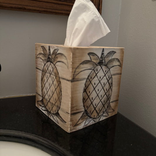 Tissue Box - Etched Pineapple