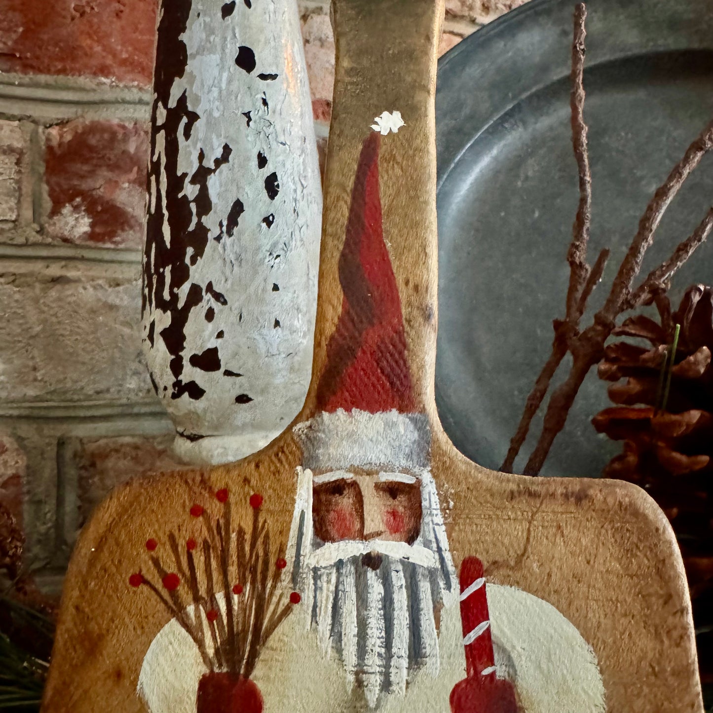 Ann Sweeney Butter Paddle - Candy Cane Santa