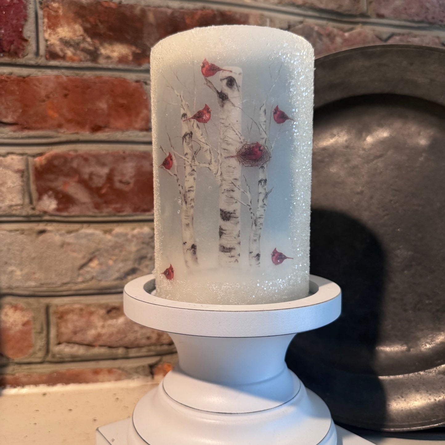 Candle Sleeve - Birch Cardinals