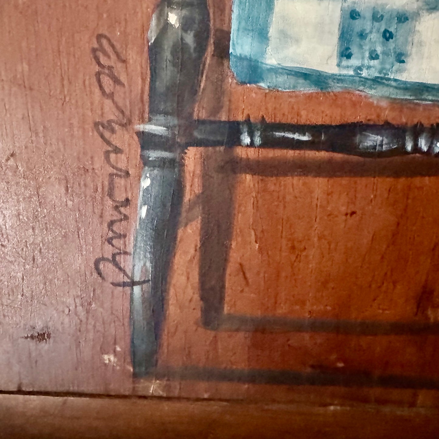 Ann Sweeney Bread Board - Blue Quilt Windsor Chair