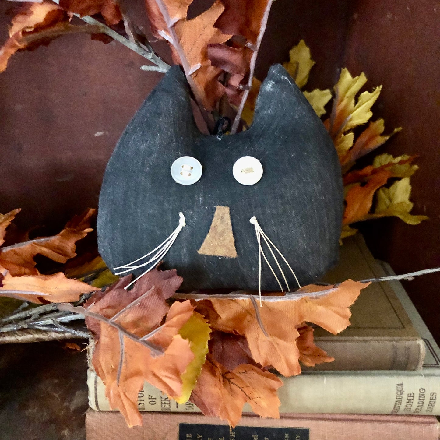 Brown House Ornament - Black Cat