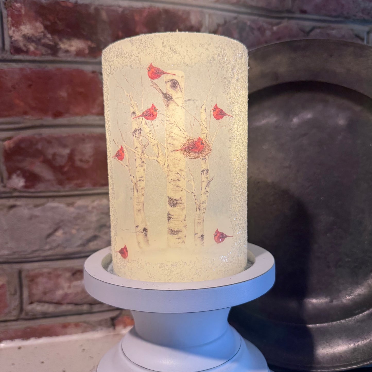 Candle Sleeve - Birch Cardinals