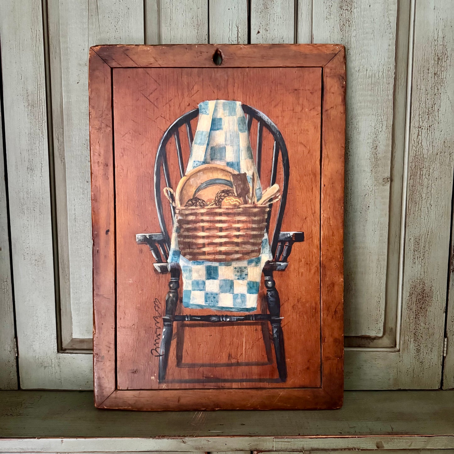 Ann Sweeney Bread Board - Blue Quilt Windsor Chair