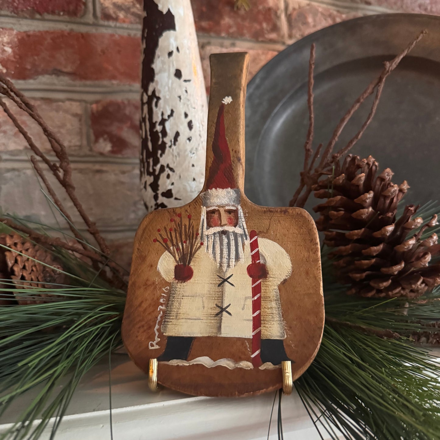 Ann Sweeney Butter Paddle - Candy Cane Santa