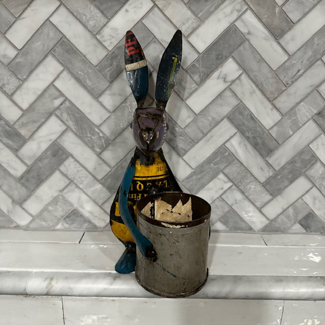 Recycled Metal - Rabbit Planter