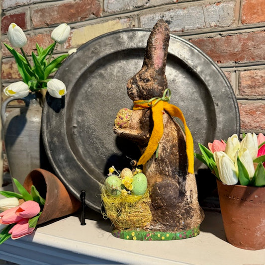 Krisnick - Chalkware Egg Basket Bunny