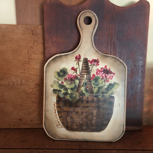 Ann Sweeney Bread Board - Basket of Geraniums