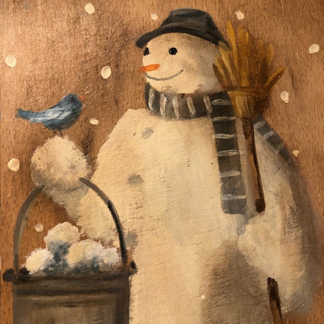 Ann Sweeney Bread Board  - Snowball Pail Snowman