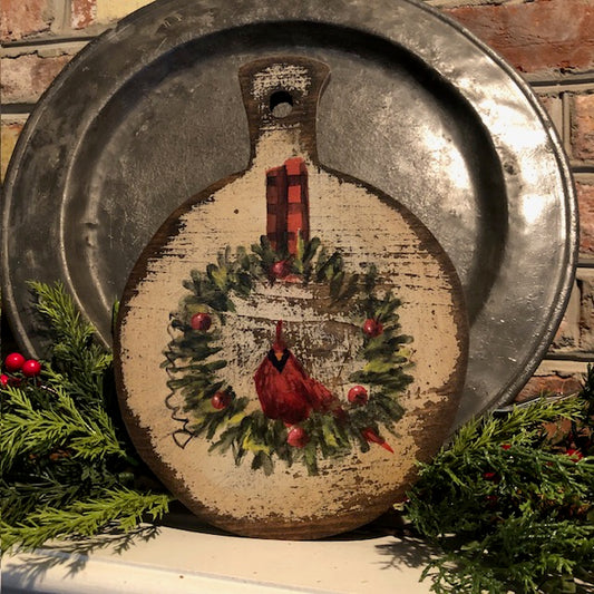 Ann Sweeney Bread Board  - Cardinal Wreath