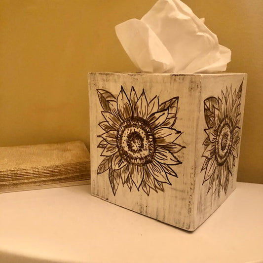 Tissue Box - Etched Sunflower