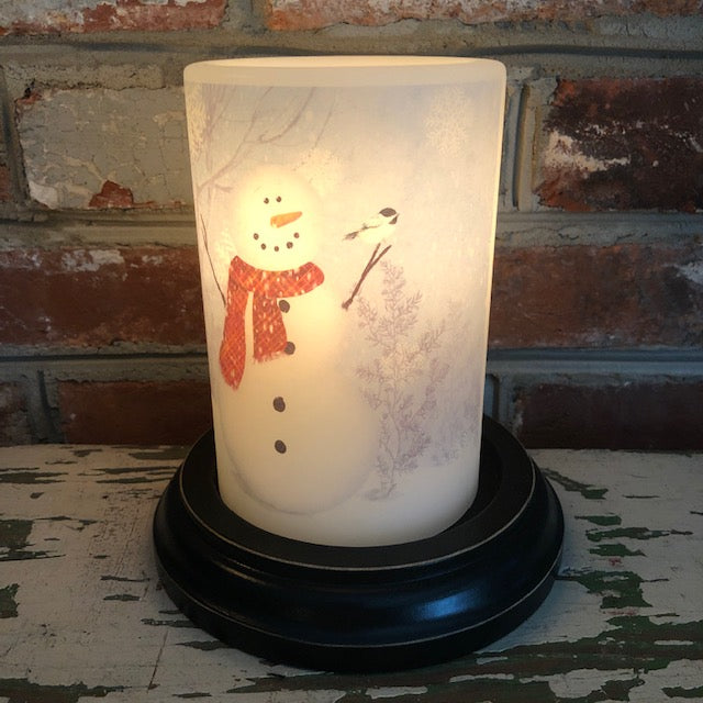 Candle Sleeve - Chickadee Snowman