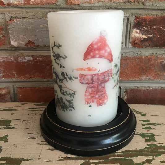 Candle Sleeve - Red Cap Snowman