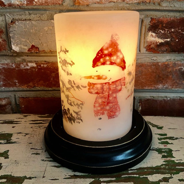 Candle Sleeve - Red Cap Snowman
