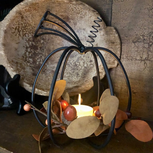 Candle Pan - Wire Pumpkin with Candle Ring