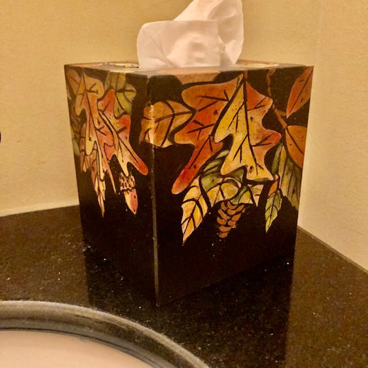 Tissue Box - Acorns and Leaves